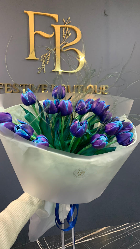 Монобукет із голландських синіх тюльпанів